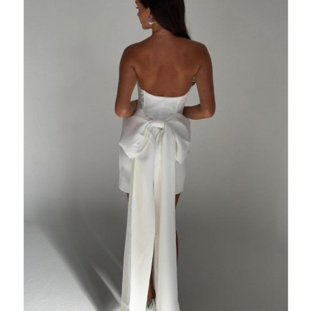 MESHKI MEREDITH Strapless Bow Mini Dress - White